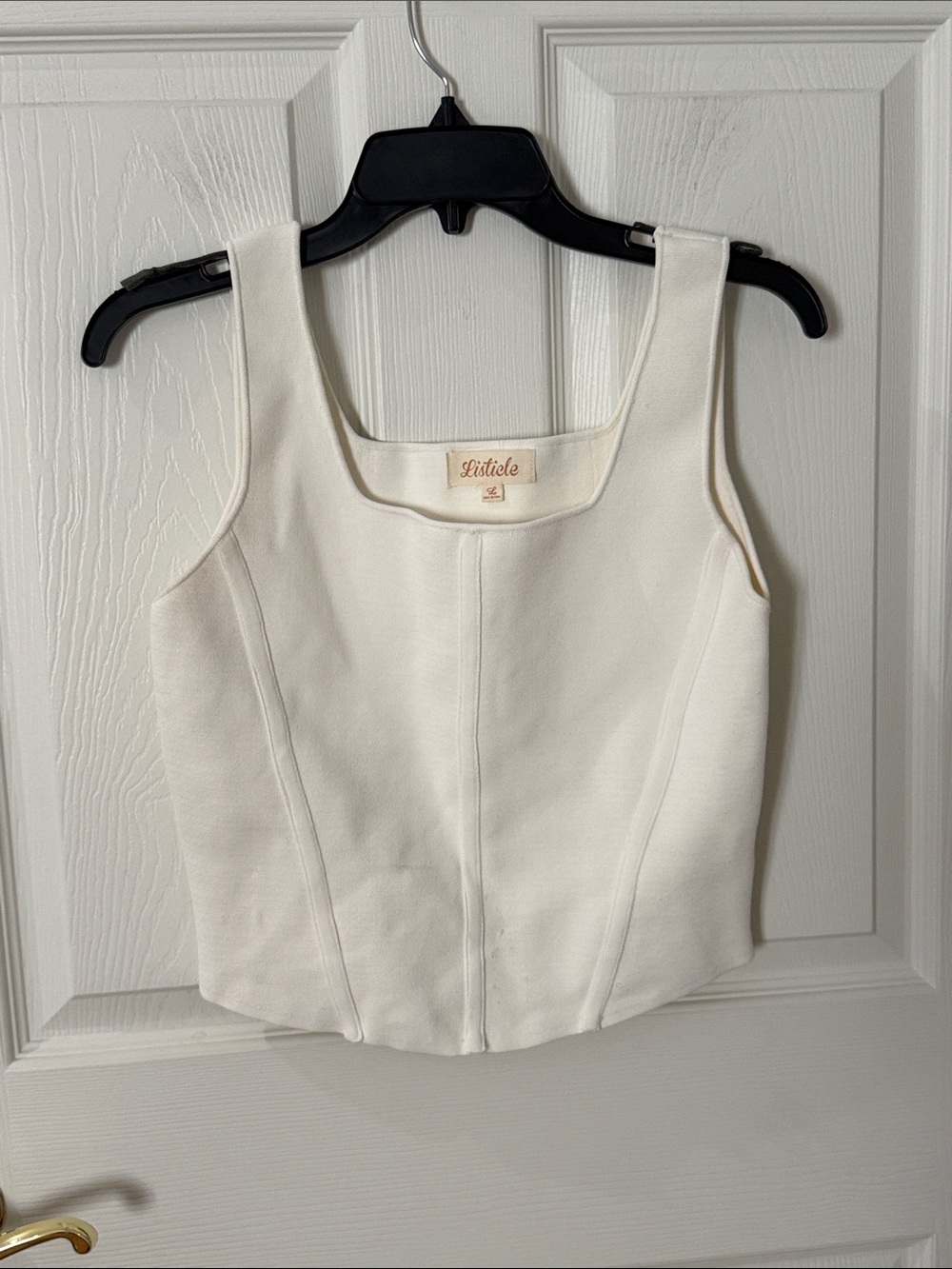 Listicle White Square-Neck Crop Tank large stretch
